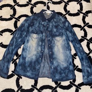 Distressed Bleach denim shirt